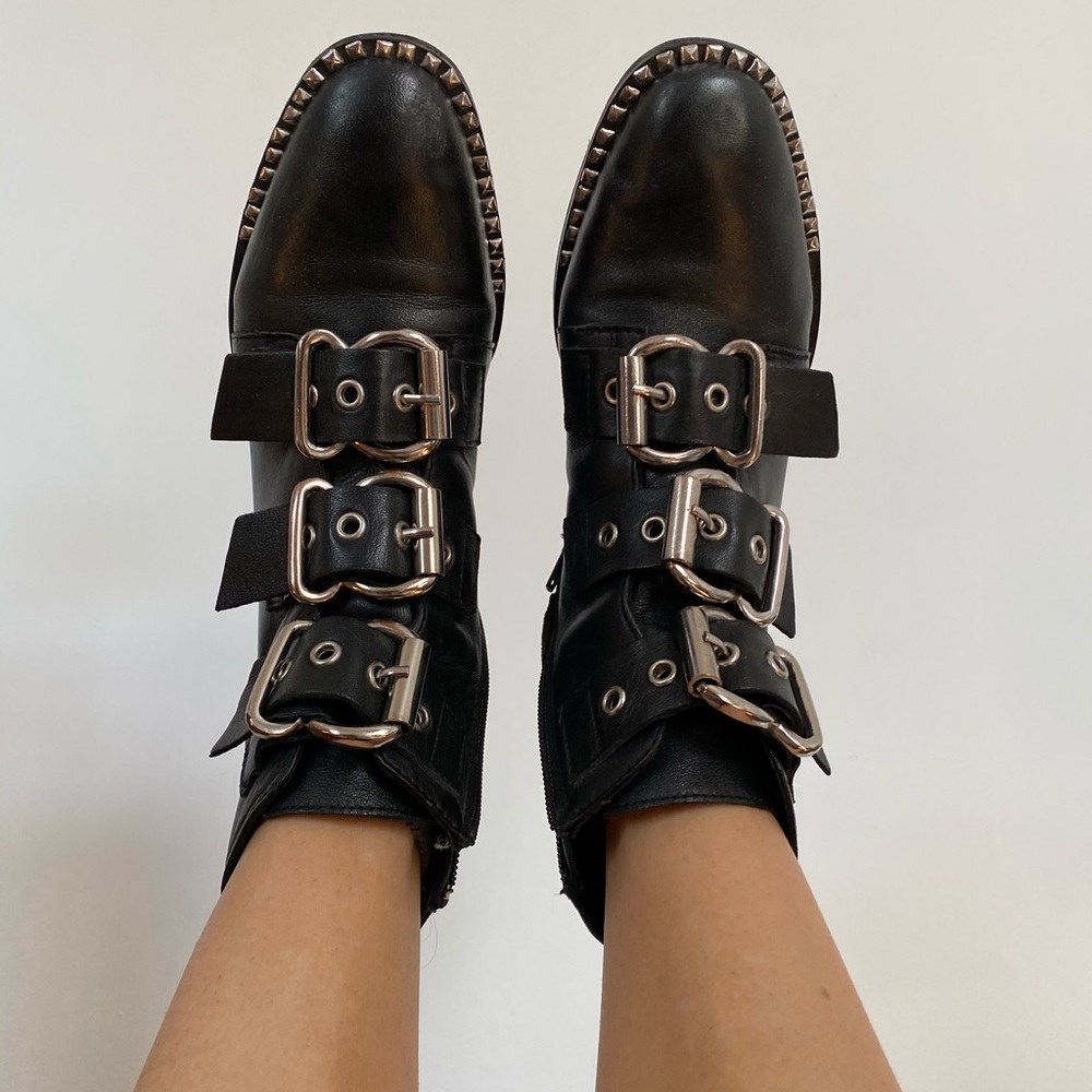 Black Studded Moto Booties